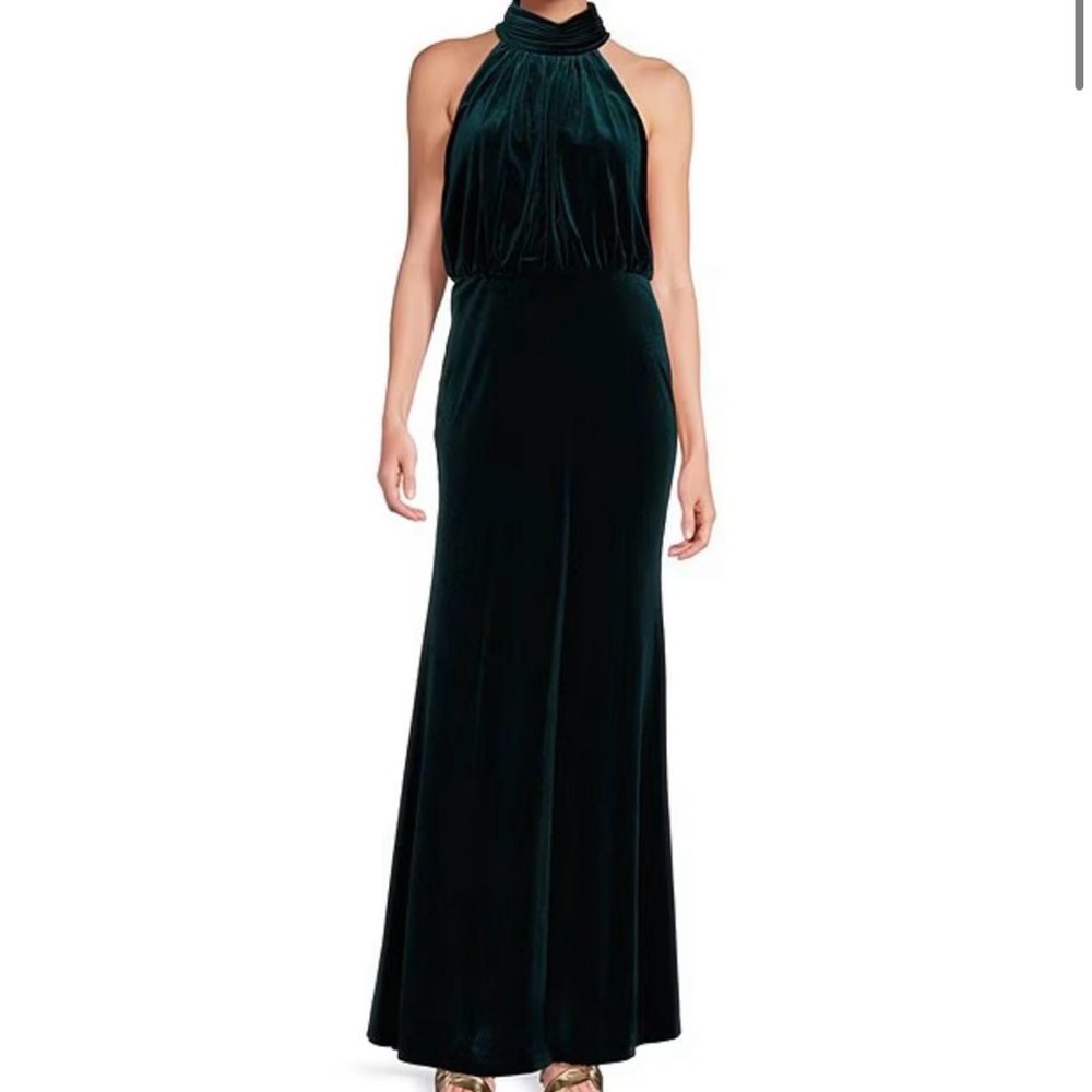 Eliza J 
Mock Neck Sleeveless Velvet Blouson Gown